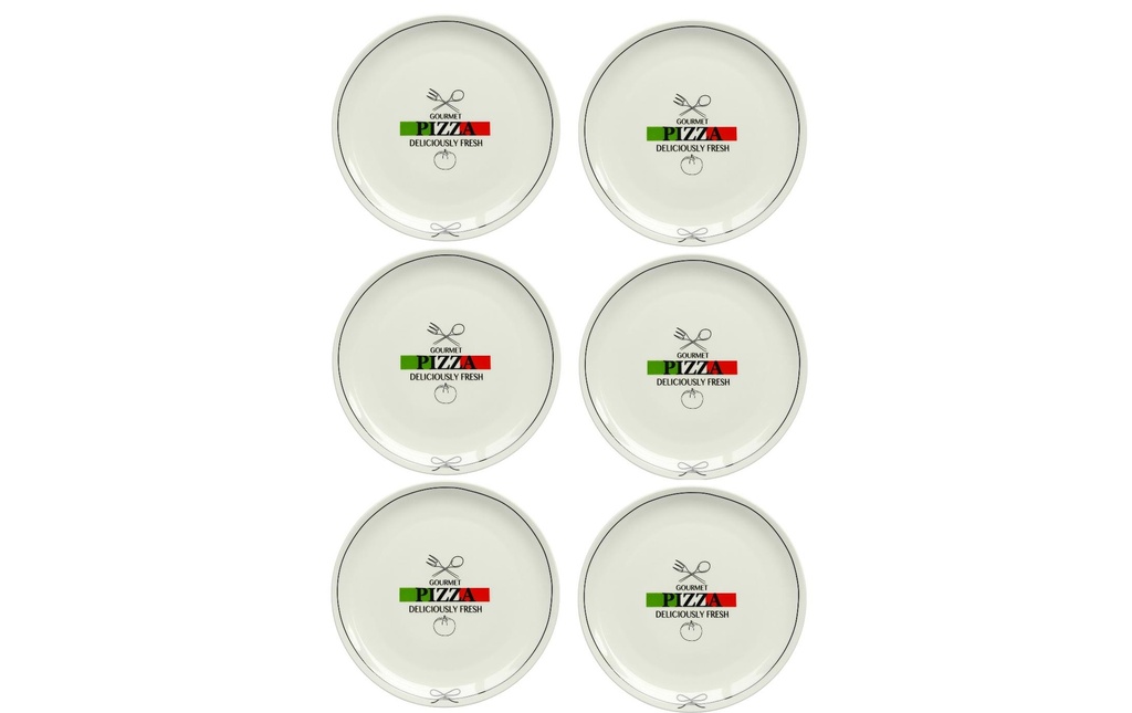 Mäser Assiette à pizza Gourmet 30 cm, 6 pièces, blanc