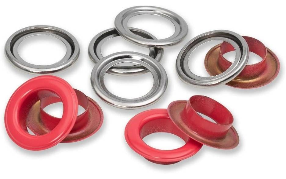 Prym Œillets avec disques 15 pièces, rouge-argent