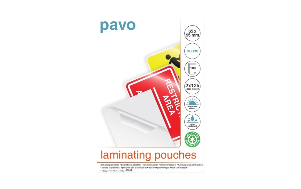 Pavo Film laminé 65 x 95 mm, 125 µm, 100 Pièce/s, Étanche