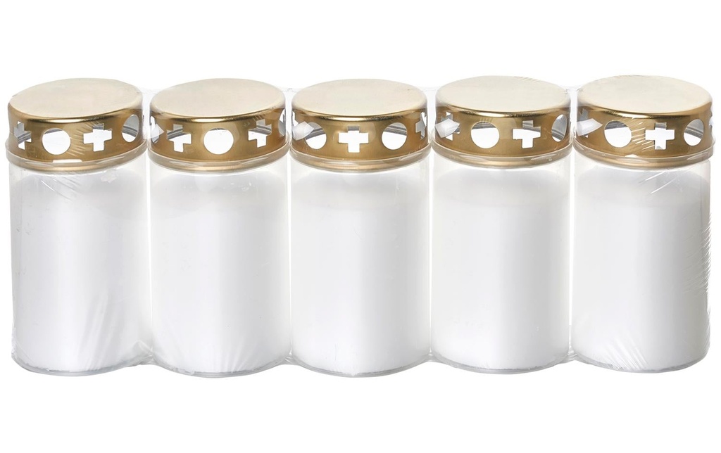 balthasar Bougie funéraire avec couvercle 5 pièces, Blanc