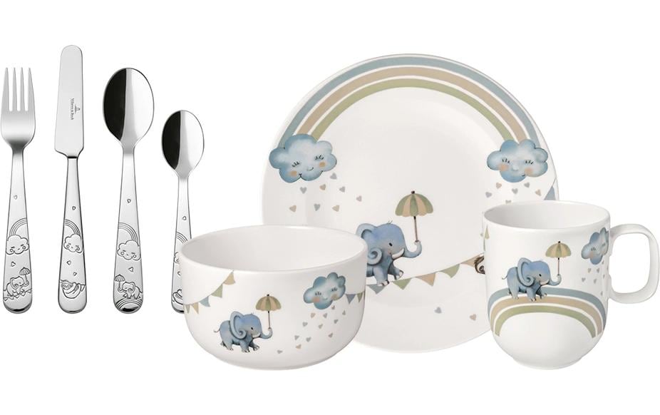 Villeroy & Boch Service de table pour enfants Walk Elephant 7 pièces, bleu clair