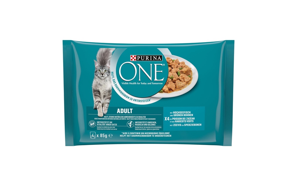 Purina ONE Alimentation humide Adult Poissons de mer, 4x85g