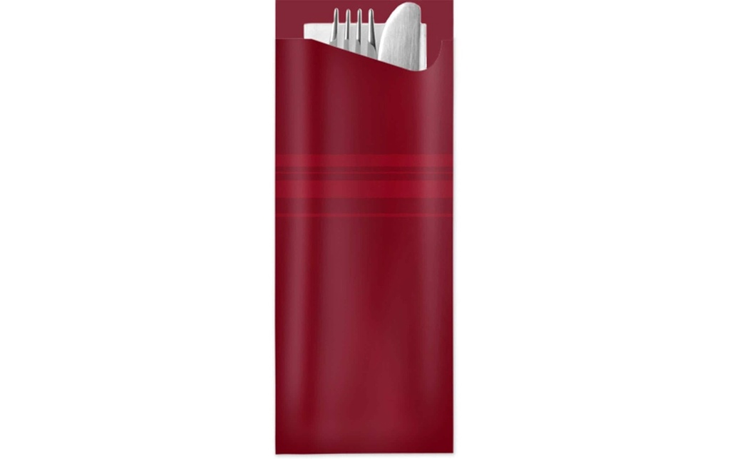 Pochetta Sets de couverts jetables Classic Stripes, 100 pièces, Bordeaux