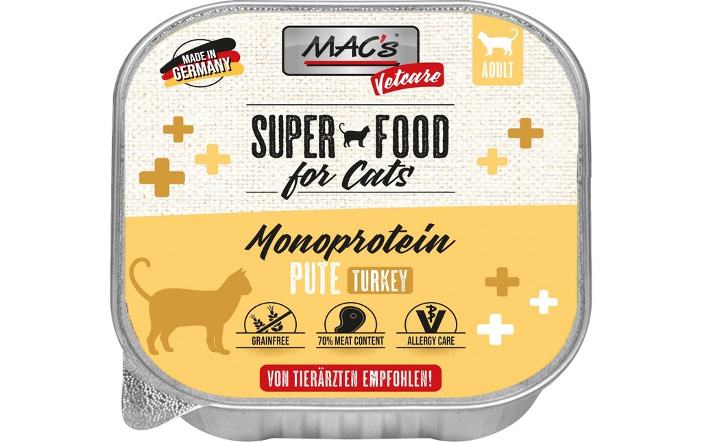 MAC's Vetcare Nourriture humide Cat Vetcare Mono Dinde 100 g