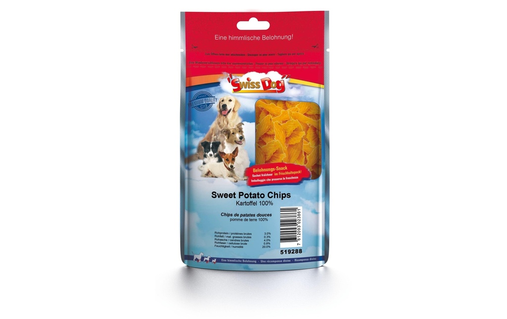 SwissDog Produit à mâcher  Chips de pommes de terre douces 350 g