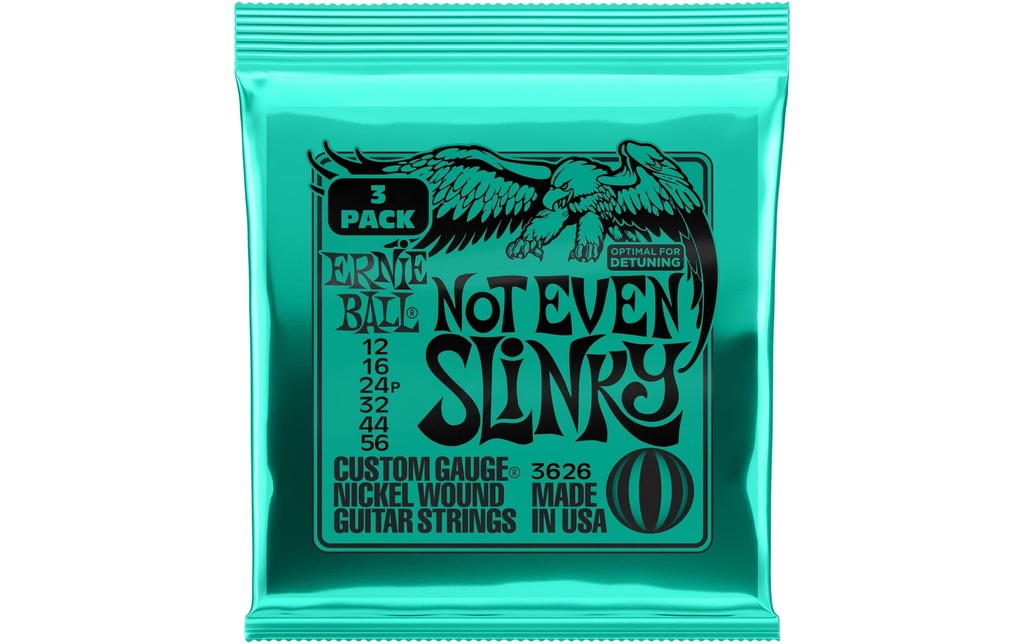 Ernie Ball Cordes de guitare 3626 Not Even Slinky – 12-56, paquet de 3