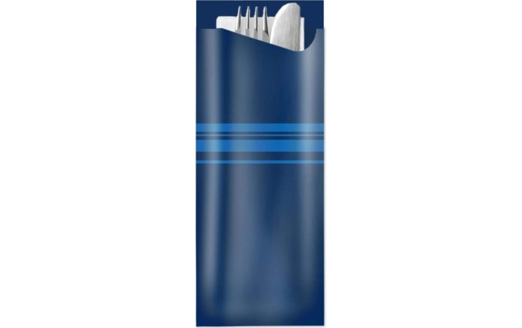 Pochetta Sets de couverts jetables Classic Stripes, 100 pièces, bleu