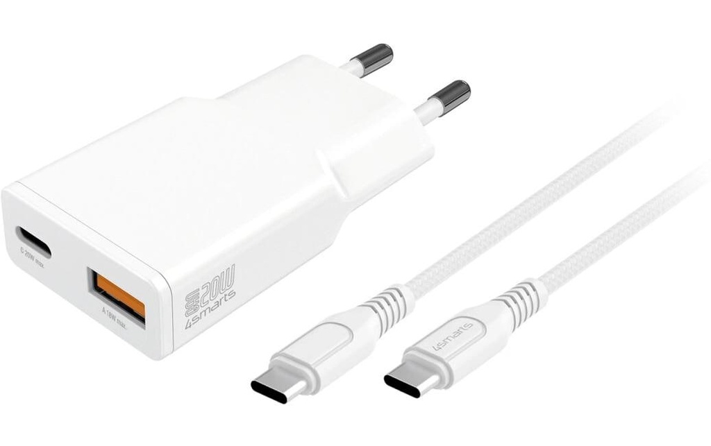 4smarts Chargeur mural USB PDPlug Slim Duos Blanc