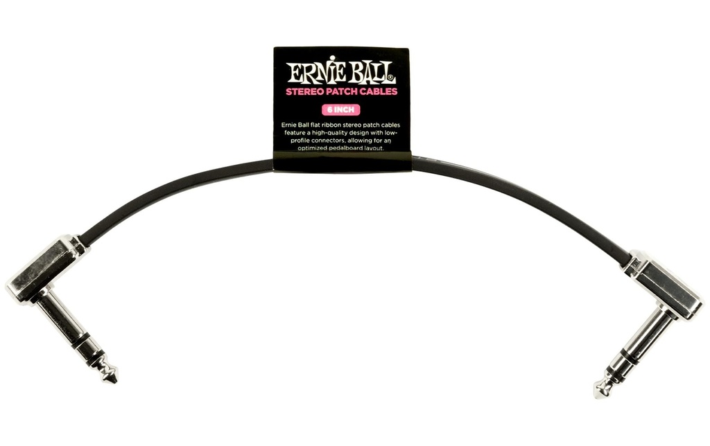 Ernie Ball Câble patch 6408 Flat Ribbon – 0.15 m, Noir