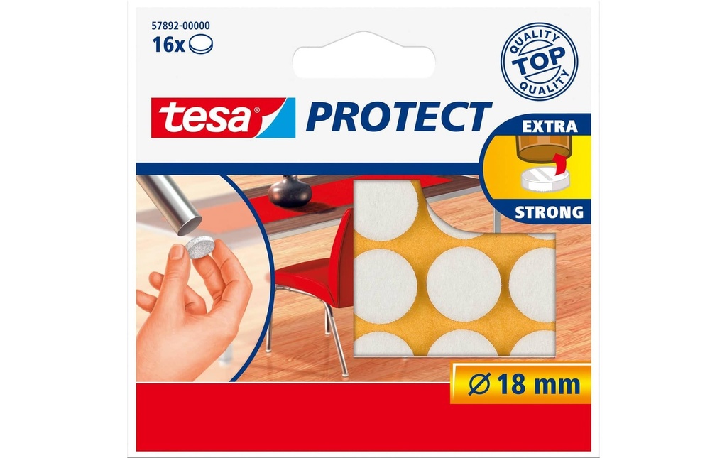 TESA Feutre protection blanc 18mm (16 pces)