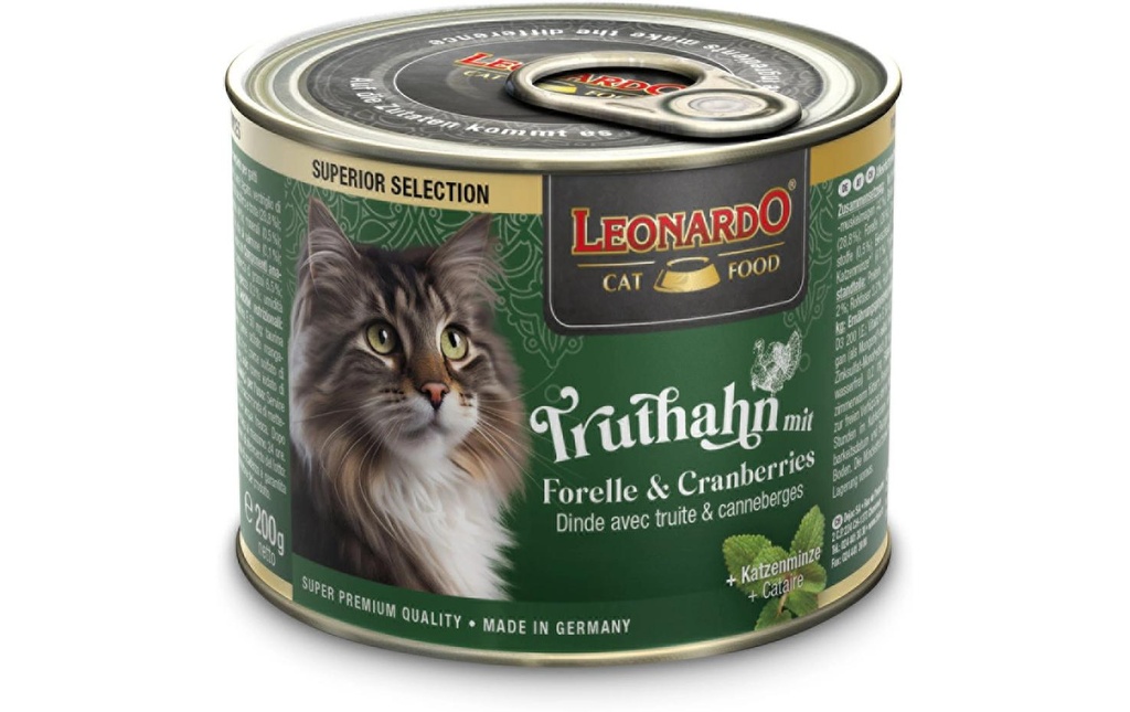 Leonardo Cat Food Alimentation humide Superior Selection Dinde &amp; Truite, 200 g