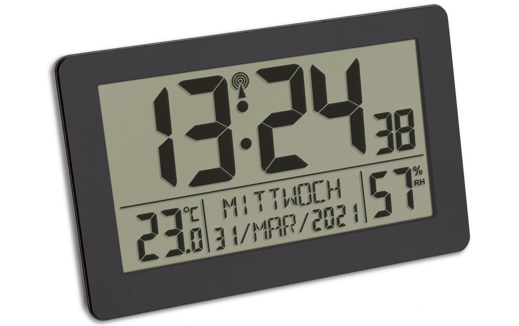 TFA Dostmann Horloge radio-pilotée avec climat ambiant Noir
