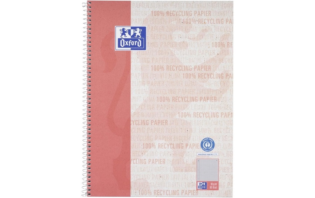 [718159358] OXFORD Bloc collège Recycl.A4+ quad. (80 pces)