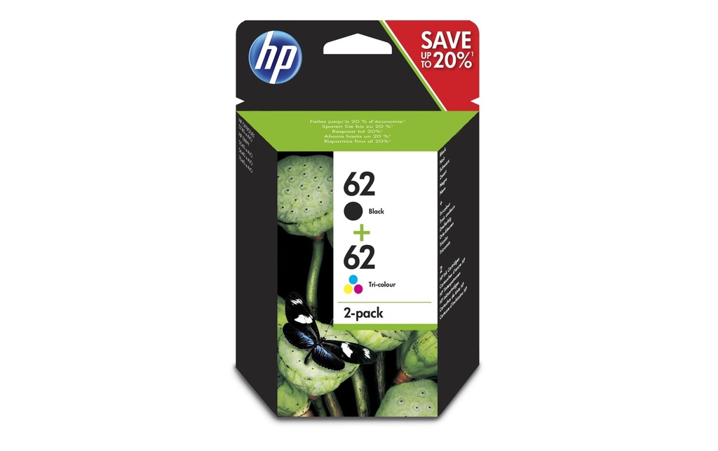 [770000800] HP HP cart.d'encre 62 bk+color (2 pces)
