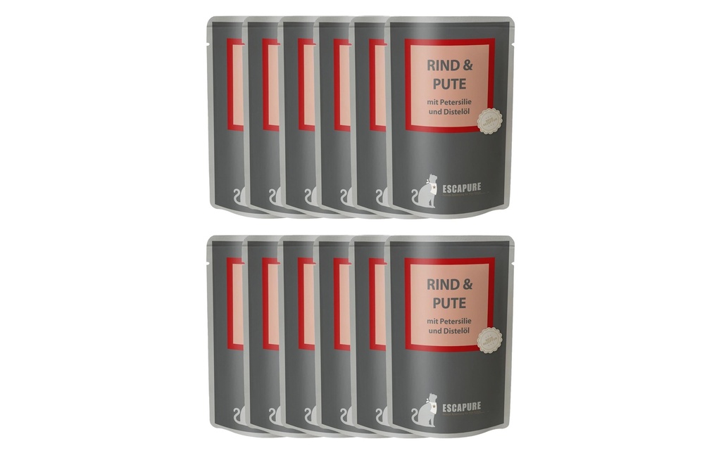 Escapure Alimentation humide Pouch Bœuf & Dinde, 12 x 100 g