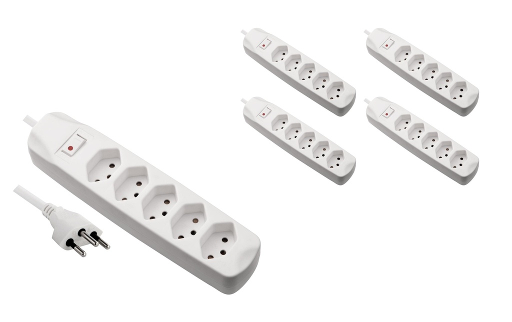 FURBER.power Bloc multiprises 5x T13 avec interrupteur, 5 pièces, blanc