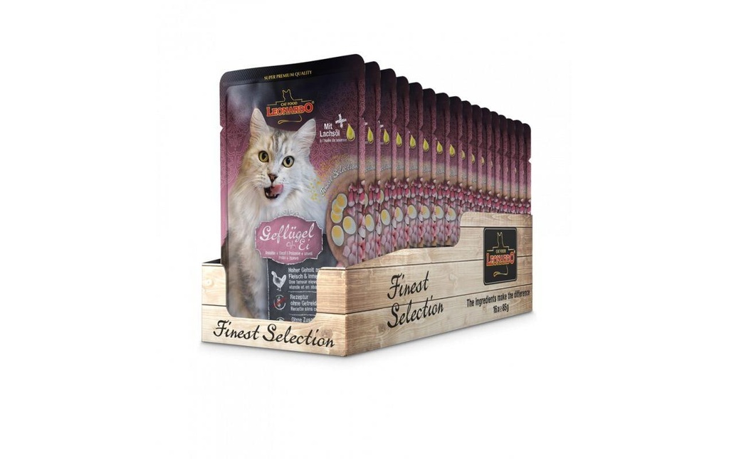 Leonardo Cat Food Alimentation humide Volaille & œuf, 16 x 85 g