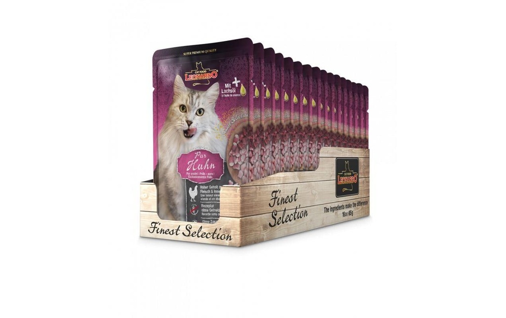 Leonardo Cat Food Alimentation humide Poulet pur, 16 x 85 g