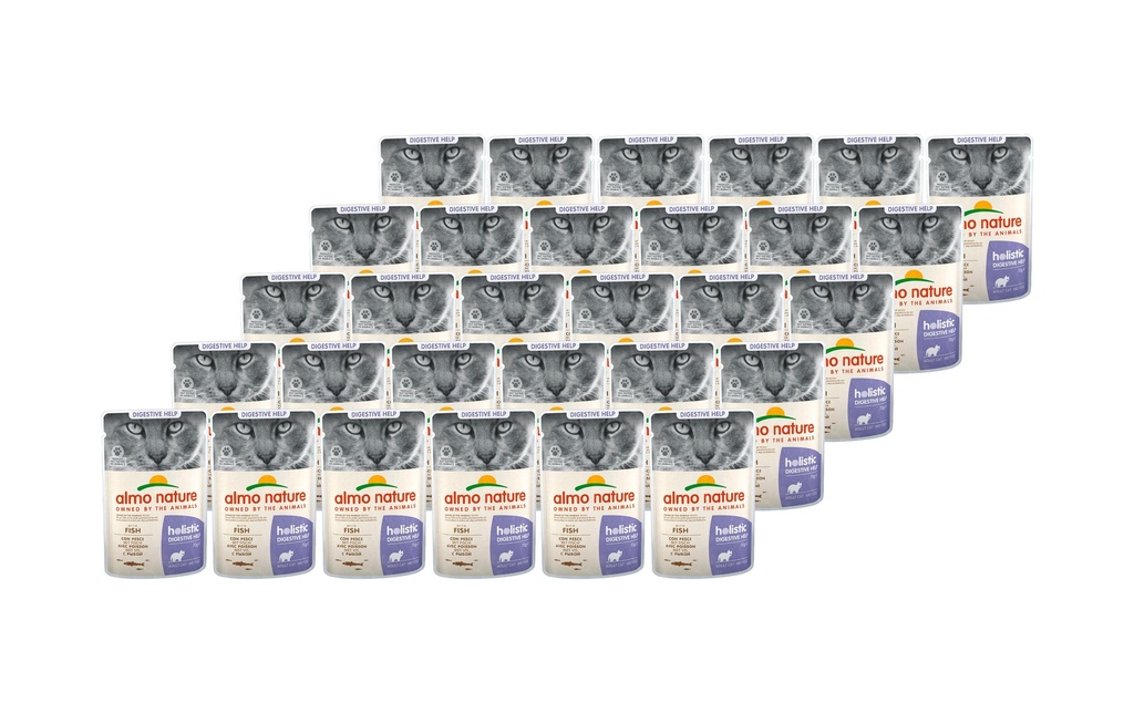 Almo Nature Alimentation humide Holistic Digestive Help avec du poisson, 30 x 70 g