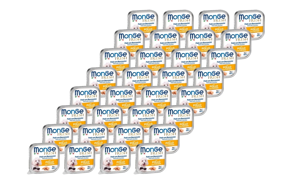 Monge Alimentation humide Fresh Pâté au poulet, 32 x 100 g