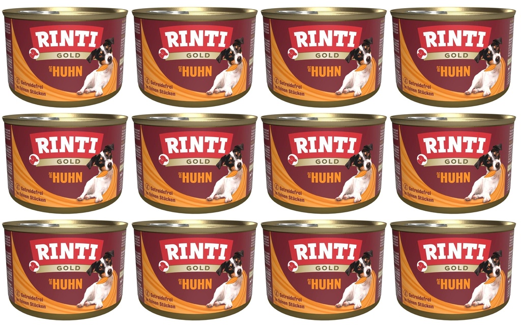 Rinti Alimentation humide Boîte Or avec poulet, 12 x 185 g