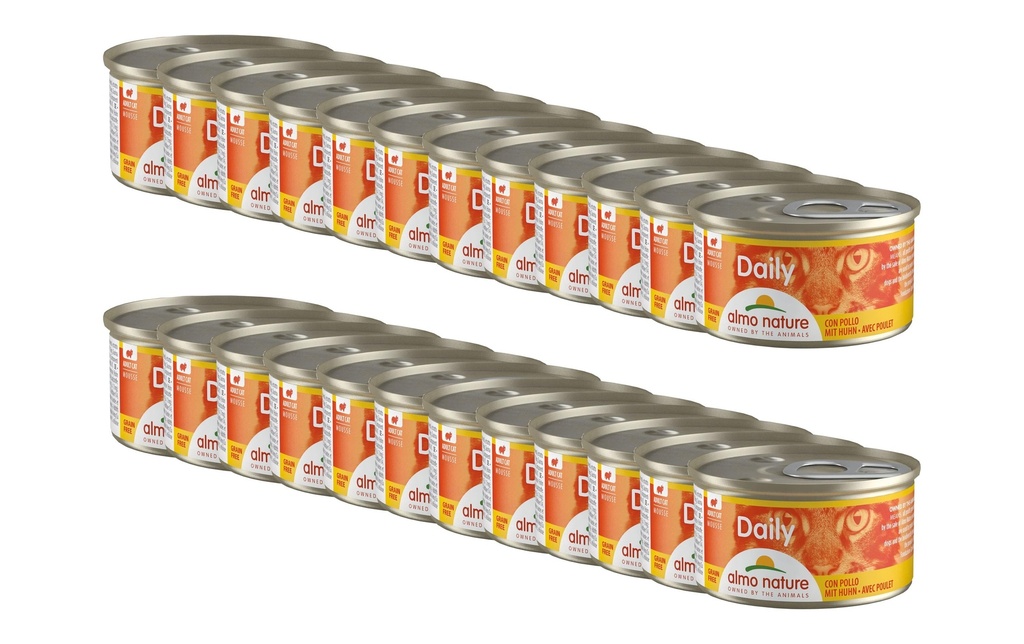 Almo Nature Alimentation humide Daily Mousse au poulet, 24 x 85 g