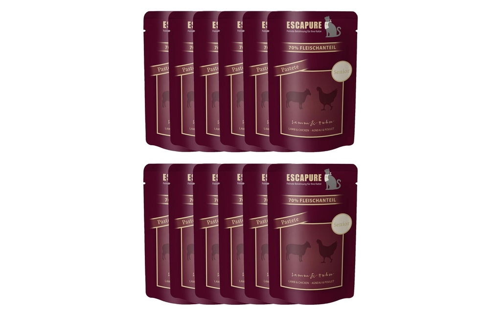 Escapure Alimentation humide Pouch Senior agneau & poulet, 12 x 100 g