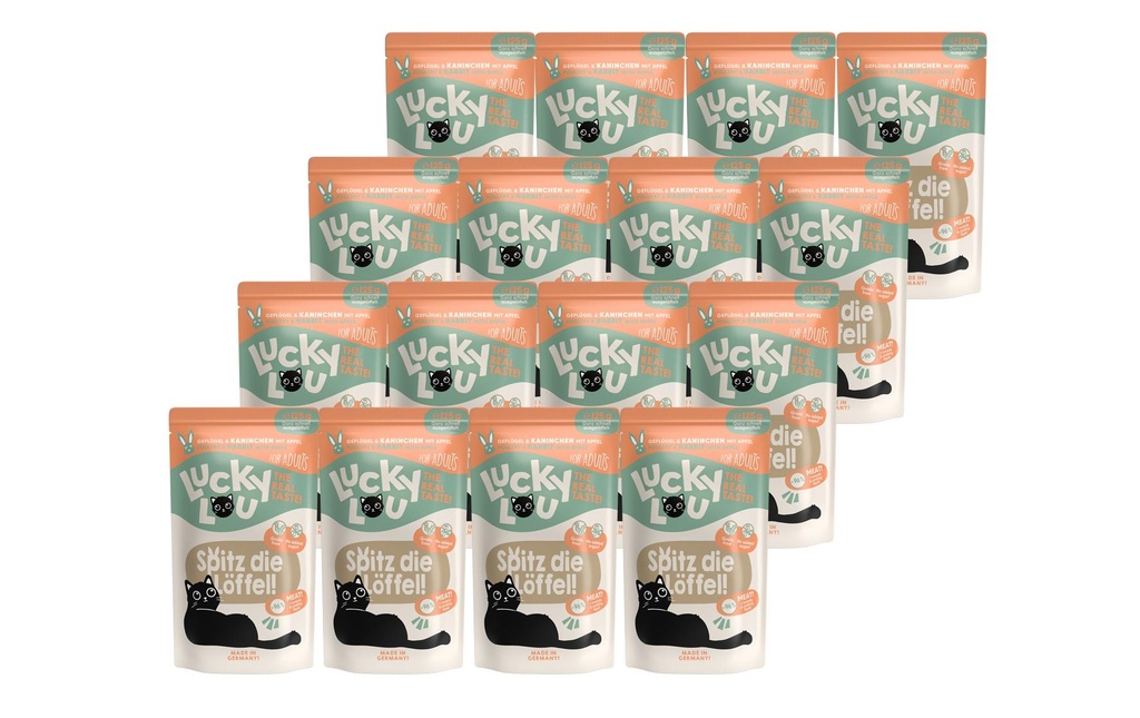 Lucky Lou Alimentation humide Lifestage Adult Volaille & Lapin, 16 x 125 g