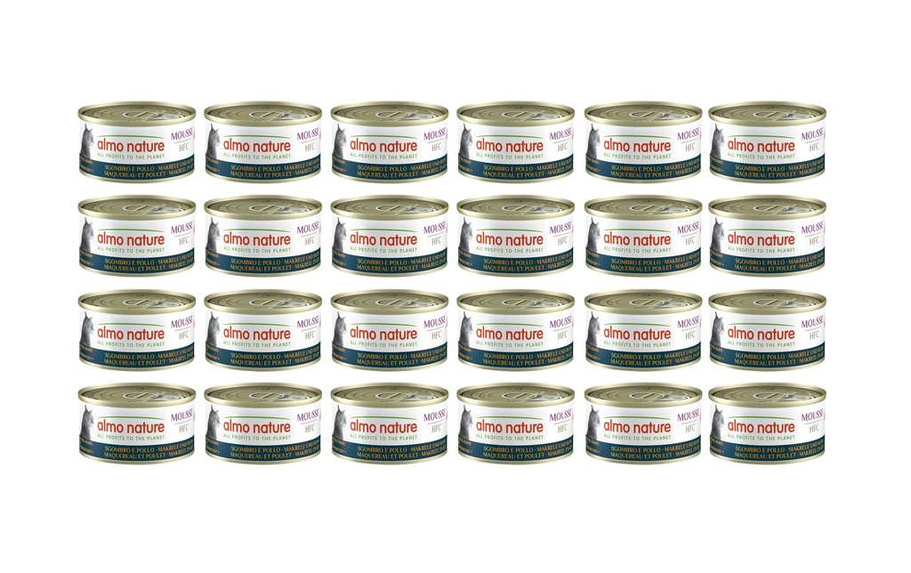 Almo Nature Alimentation humide HFC Mousse de maquereau et de poulet 24 x 70 g