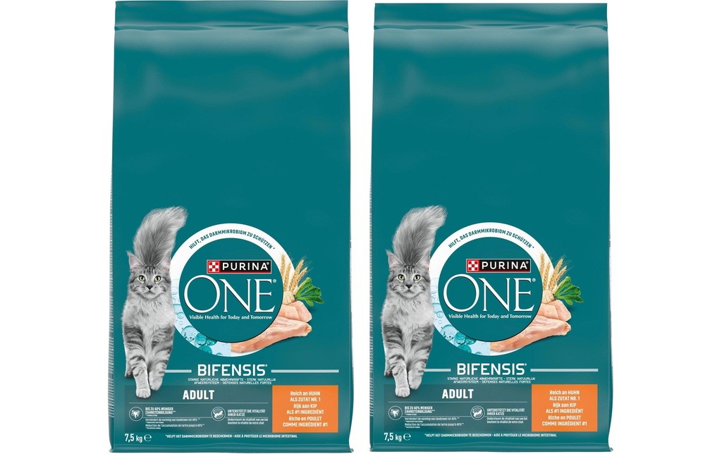 Purina ONE Alimentation sèche Adult poulet & grains entiers 2 x 7.5 kg