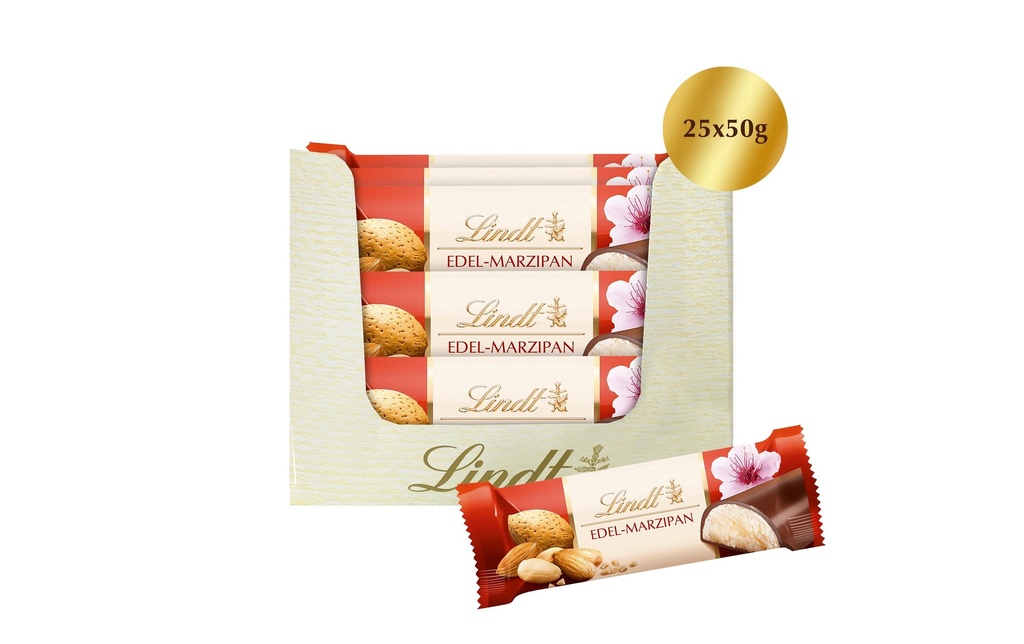 Lindt Barres de chocolat Pâte d'amande 25 x 50 g 1250 g