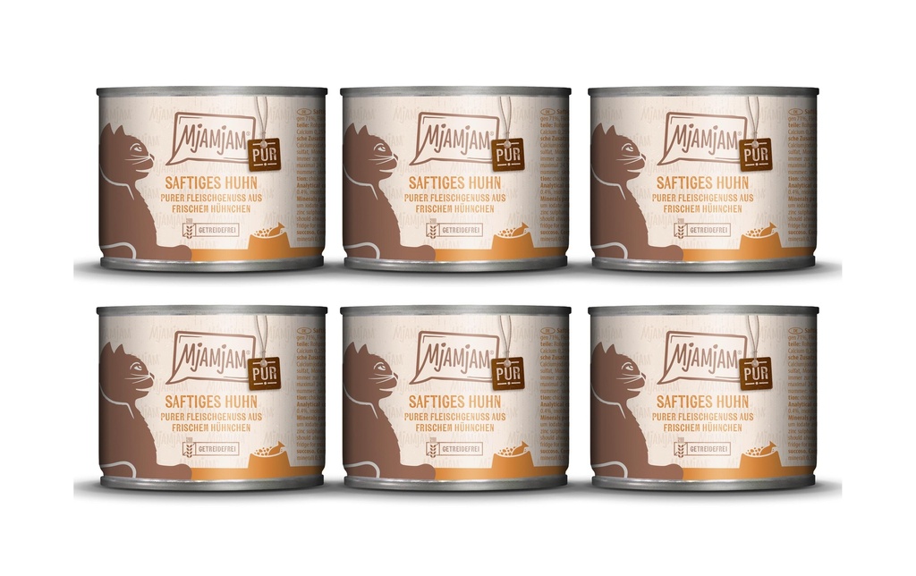 Mjamjam Alimentation humide Boîte de poulet pur, 6 x 200 g