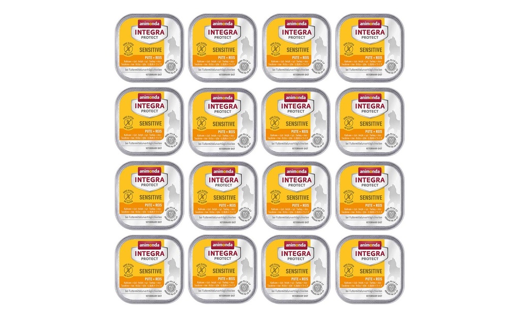 Animonda Integra Protect Nourriture humide Sensitive Dinde &amp; Riz, 16 x 100 g