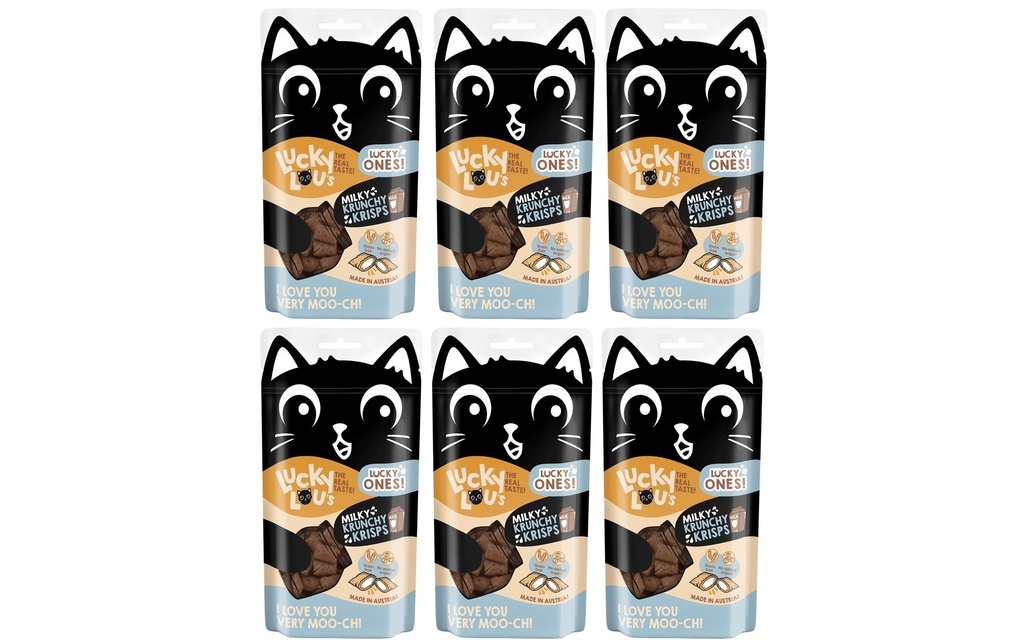 Lucky Lou Collation pour chat Lucky Ones Krunchy Lait Krisps, 6 x 60g