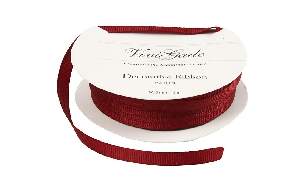 Creativ Company Ruban textile 6 mm x15 m, rouge