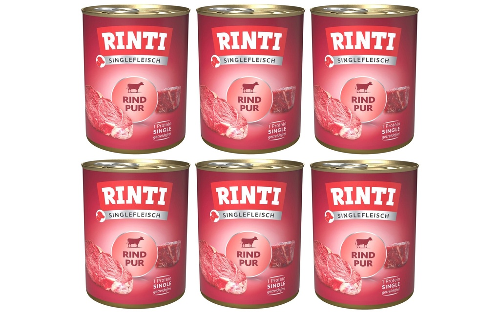 Rinti Alimentation humide Singlefleisch Boîte de bœuf pur, 6 x 800 g