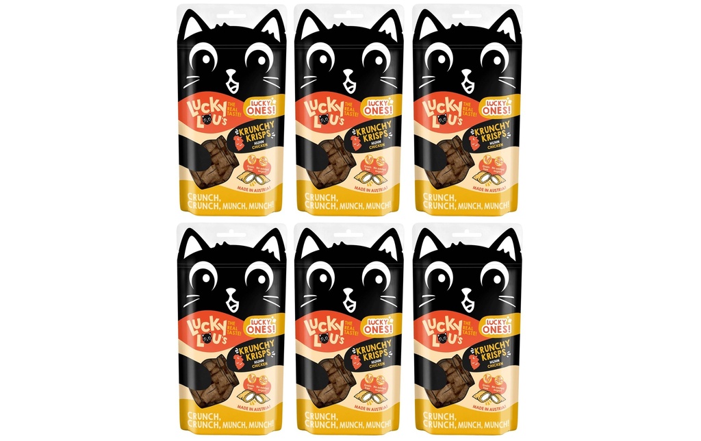 Lucky Lou Collation pour chat Lucky Ones Krunchy Krisps Poulet, 6 x 60g