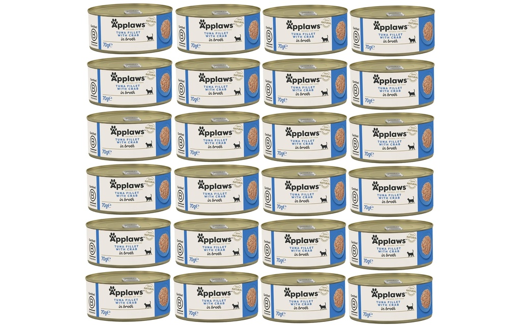 Applaws Alimentation humide Boîte de filet de thon & crevettes, 24 x 70 g