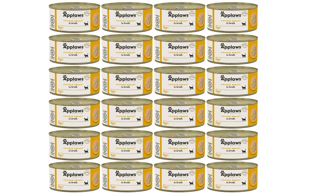 Applaws Alimentation humide Boîte de poitrine de poulet au bouillon, 24 x 156 g