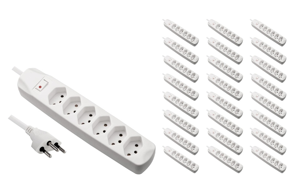 FURBER.power Bloc multiprises 6x T13 avec interrupteur, 25 pièces, blanc