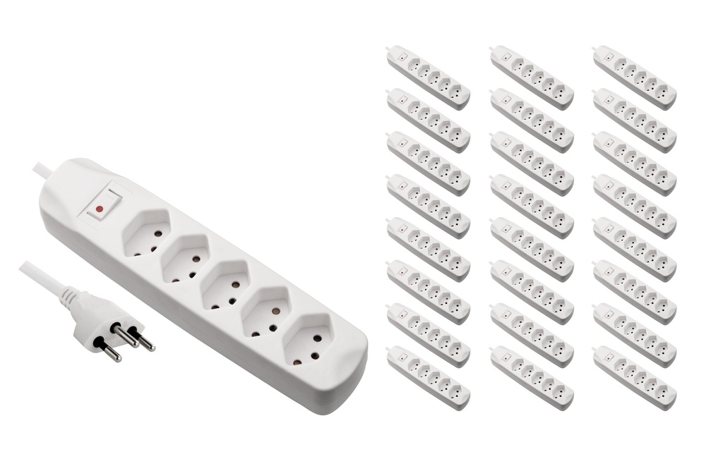 FURBER.power Bloc multiprises 5x T13 avec interrupteur, 25 pièces, blanc