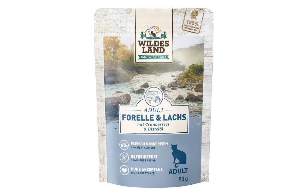 Wildes Land Alimentation humide Adult truite &amp; saumon 12 x 90 g