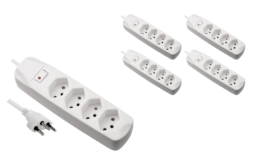 FURBER.power Bloc multiprises 4x T13 avec interrupteur, 5 pièces, blanc