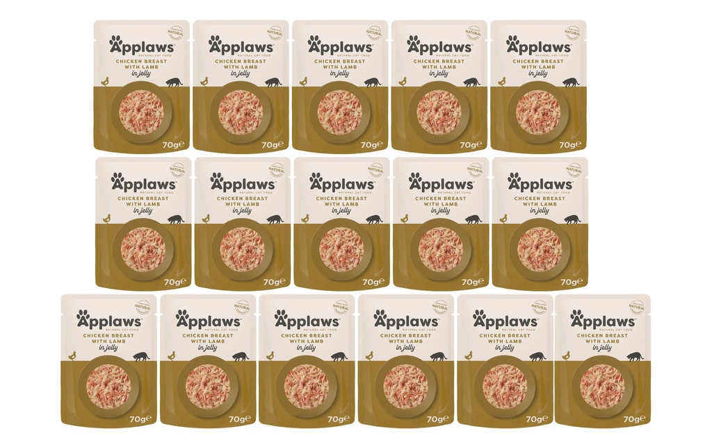 Applaws Alimentation humide Pouch poulet & agneau en gelée, 16 x 70 g