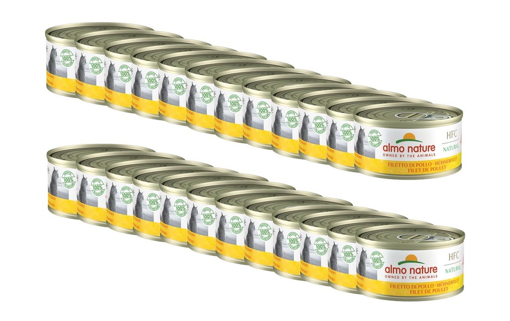 Almo Nature Alimentation humide HFC Natural Filet de poulet, 24 x 70 g