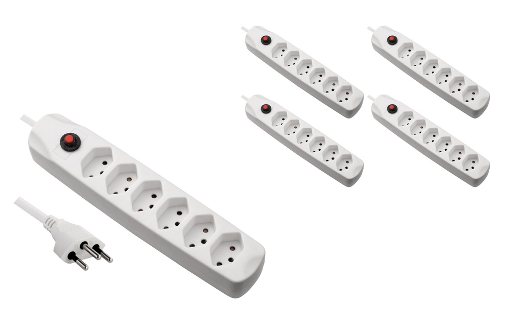 FURBER.power Bloc multiprises avec protection contre les surcharges 6x T13, 5 pièces, blanc