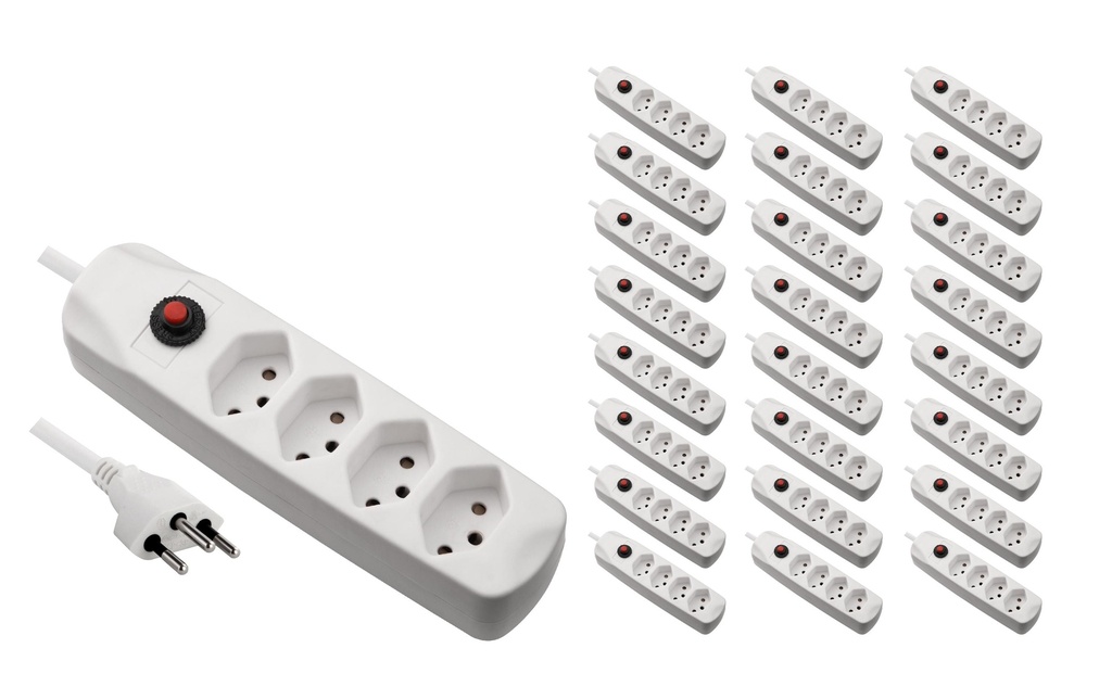 FURBER.power Bloc multiprises avec protection contre les surcharges 4x T13, 25 pièces, blanc