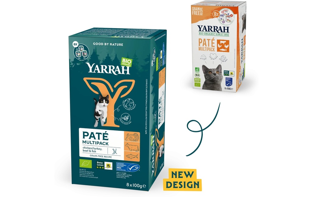 Yarrah Alimentation humide bio Bio Paté Multipack 2 x 8 x 100 g