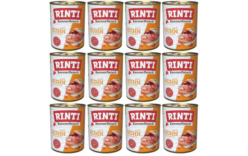 Rinti Alimentation humide Kennerfleisch pur boîte de poulet, 12 x 800 g