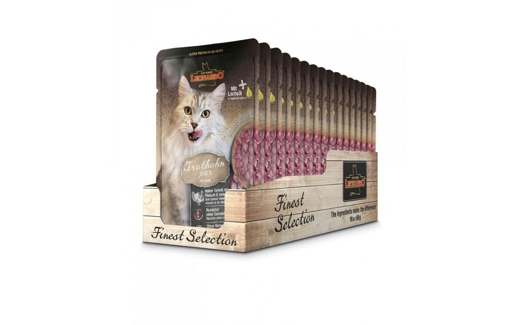 Leonardo Cat Food Alimentation humide Dinde pure, 16 x 85 g